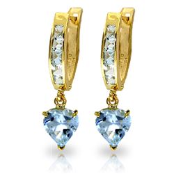 Genuine 4.1 ctw Aquamarine Earrings Jewelry 14KT Yellow Gold - REF-49K2V