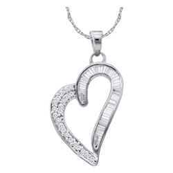 0.26 CTW Diamond Heart Pendant 10KT White Gold - REF-12W2K