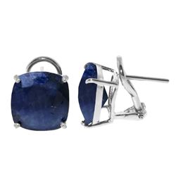 Genuine 9.66 ctw Sapphire Earrings Jewelry 14KT White Gold - REF-86T4A