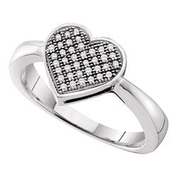 0.10 CTW Diamond Heart Love Cluster Ring 10KT White Gold - REF-19Y4X