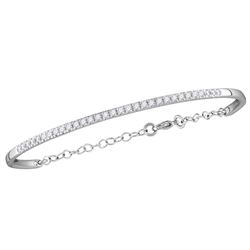 0.50 CTW Diamond Promise Bangle Bracelet 10KT White Gold - REF-75H2M