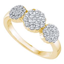 0.50 CTW Diamond Triple Flower Cluster Ring 14KT Yellow Gold - REF-49M5H