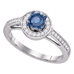 0.40 CTW Blue Color Diamond Solitaire Bridal Engagement Ring 10KT White Gold - REF-41F9N