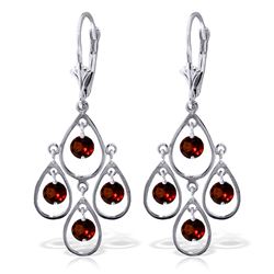 Genuine 2.4 ctw Garnet Earrings Jewelry 14KT White Gold - REF-54T9A