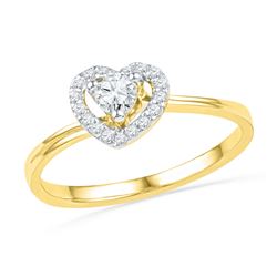 0.25 CTW Diamond Heart Love Promise Bridal Ring 10KT Yellow Gold - REF-25W4K