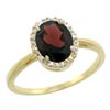 Image 1 : Natural 1.22 ctw Garnet & Diamond Engagement Ring 14K Yellow Gold - REF-27G5M