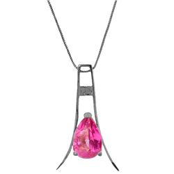 Genuine 1.50 ctw Pink Topaz Necklace Jewelry 14KT White Gold - REF-35V9W