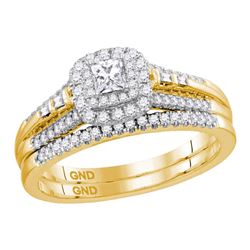 0.51 CTW Princess Diamond Bridal Engagement Ring 14KT Yellow Gold - REF-89W9K