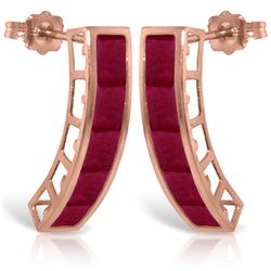 Genuine 5 ctw Ruby Earrings Jewelry 14KT Rose Gold - REF-51Y8F