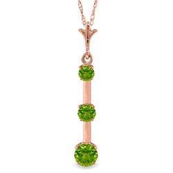 Genuine 1.25 ctw Peridot Necklace Jewelry 14KT Rose Gold - REF-29M3T