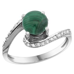 Natural 2.42 ctw malachite & Diamond Engagement Ring 14K White Gold - REF-51K4R