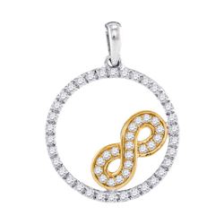 0.26 CTW Diamond Infinity Circle Pendant 10KT Two-tone Gold - REF-19X4Y