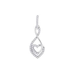 0.15 CTW Diamond Nested Heart Pendant 10KT White Gold - REF-12K2W