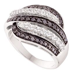 1 CTW Black Color Diamond Five Row Ring 14KT White Gold - REF-79K4W