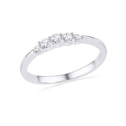 0.25 CTW Diamond 5-stone Bridal Engagement Ring 10KT White Gold - REF-22N4F