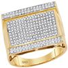Image 1 : 0.90 CTW Mens Diamond Rectangle Cluster Ring 10KT Yellow Gold - REF-67X4Y