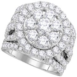 4.02 CTW Diamond Certified Halo Cluster Bridal Ring 14KT White Gold - REF-449K9W