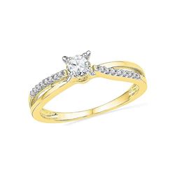 0.25 CTW Diamond Solitaire Crossover Promise Bridal Ring 10KT Yellow Gold - REF-30M2H