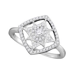 0.33 CTW Diamond Square Fashion Ring 10KT White Gold - REF-32M9H