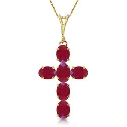 Genuine 1.50 ctw Ruby Necklace Jewelry 14KT Yellow Gold - REF-36W5Y