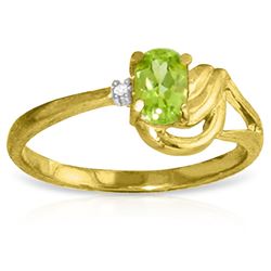 Genuine 0.46 ctw Peridot & Diamond Ring Jewelry 14KT Yellow Gold - REF-30Z6N