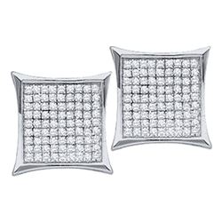 0.15 CTW Diamond Square Cluster Earrings 10KT White Gold - REF-8K9W