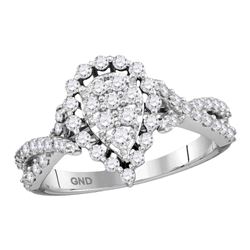 0.75 CTW Diamond Teardrop Fashion Ring 14KT White Gold - REF-67X4Y
