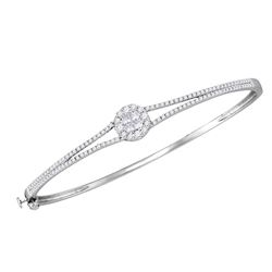 1 CTW Princess & Diamond Soleil Bangle Bracelet 14KT White Gold - REF-127Y4X