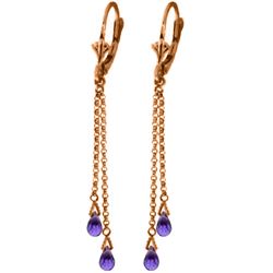 Genuine 2.5 ctw Amethyst Earrings Jewelry 14KT Rose Gold - REF-29K7V