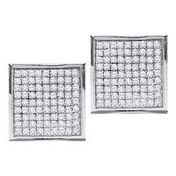 0.05 CTW Diamond Square Earrings 10KT White Gold - REF-7H4M