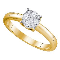 0.72 CTW Diamond Cluster Bridal Engagement Ring 18KT Yellow Gold - REF-149M9H