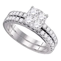 1.44 CTW Diamond Bridal Wedding Engagement Ring 18KT White Gold - REF-285N2F