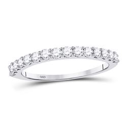 0.50 CTW Pave-set Diamond Single Row Wedding Ring 14KT White Gold - REF-41H3M