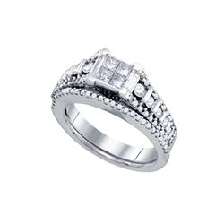 1 CTW Diamond Princess Bridal Engagement Ring 14KT White Gold - REF-165Y2X
