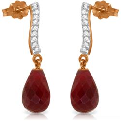 Genuine 6.88 ctw Ruby & Diamond Earrings Jewelry 14KT Rose Gold - REF-47T3A