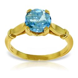 Genuine 1.15 ctw Blue Topaz Ring Jewelry 14KT Yellow Gold - REF-51W4Y