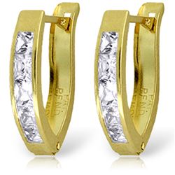 Genuine 1.20 ctw White Topaz Earrings Jewelry 14KT Yellow Gold - REF-24H5X