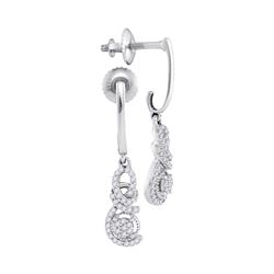 0.20 CTW Diamond Cluster Dangle Screwback Earrings 10KT White Gold - REF-20F9N