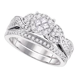 0.67 CTW Princess Diamond Soleil Bridal Engagement Ring 14KT White Gold - REF-97K4W