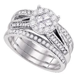 1 CTW Princess Diamond Soleil Bridal Engagement Ring 14KT White Gold - REF-146H9M