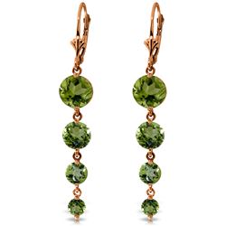 Genuine 7.8 ctw Peridot Earrings Jewelry 14KT Rose Gold - REF-46K3V