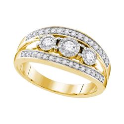 0.50 CTW Diamond 3-stone Bridal Engagement Ring 10KT Yellow Gold - REF-64F4N