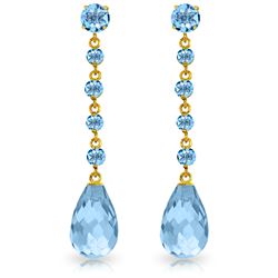 Genuine 23 ctw Blue Topaz Earrings Jewelry 14KT Yellow Gold - REF-50K6V