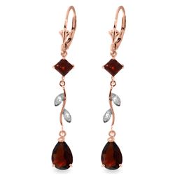 Genuine 3.97 ctw Garnet & Diamond Earrings Jewelry 14KT Rose Gold - REF-44R9P
