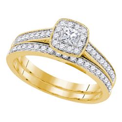 0.50 CTW Princess Diamond Bridal Engagement Ring 14k Yellow Gold - REF-67H4M