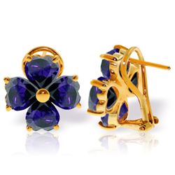Genuine 7.2 ctw Sapphire Earrings Jewelry 14KT Yellow Gold - REF-112V2W