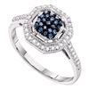 Image 1 : 0.25 CTW Blue Color Diamond Octagon Cluster Ring 10KT White Gold - REF-25Y4X