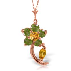 Genuine 0.87 ctw Citrine & Peridot Necklace Jewelry 14KT Rose Gold - REF-25W4Y