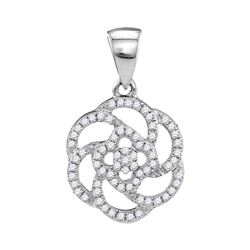 0.25 CTW Diamond Pinwheel Geometric Cluster Pendant 10KT White Gold - REF-18W2K