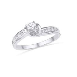 0.33 CTW Diamond Bridal Wedding Engagement Anniversary Ring 10KT White Gold - REF-40X4Y